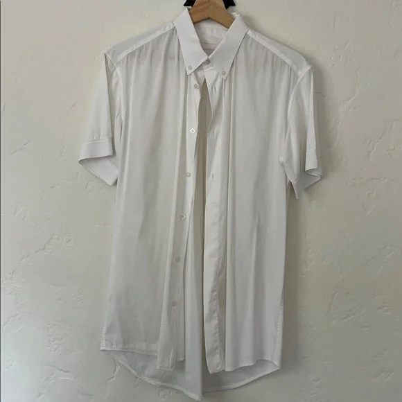 Alexander McQueen Classic White Button-Up Brad Shirt with jersey sleeves - Picture 1 of 7